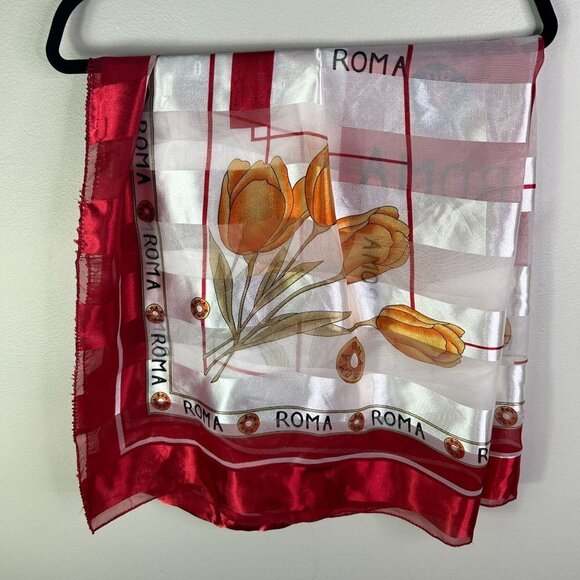 Red and gold Roma sheer scarf‎ - Picture 3 of 5